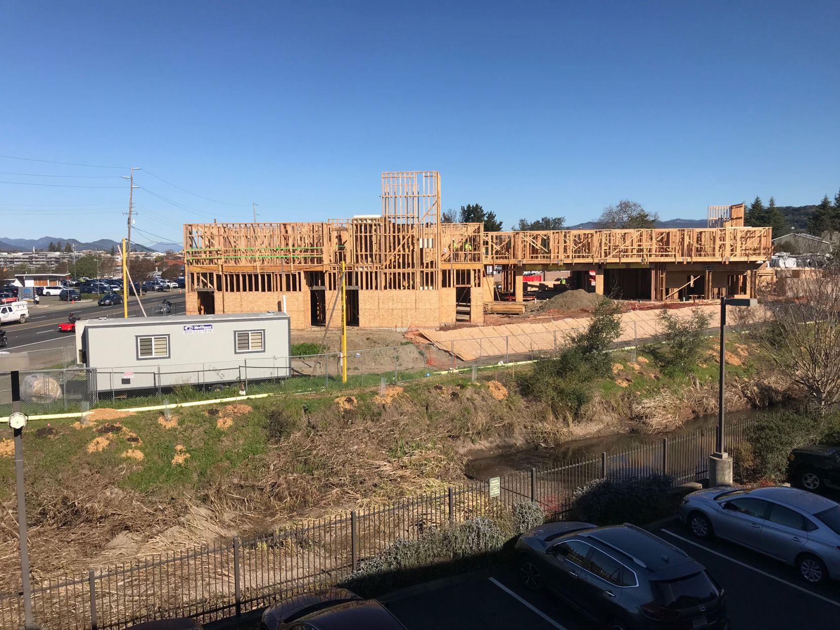 A view looking north at the construction of Napa's Cambria Hotel